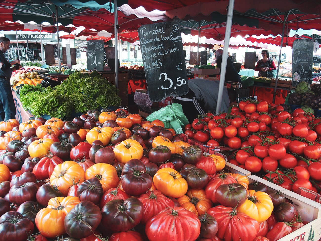 Pomodori di diversi colori e dimensioni