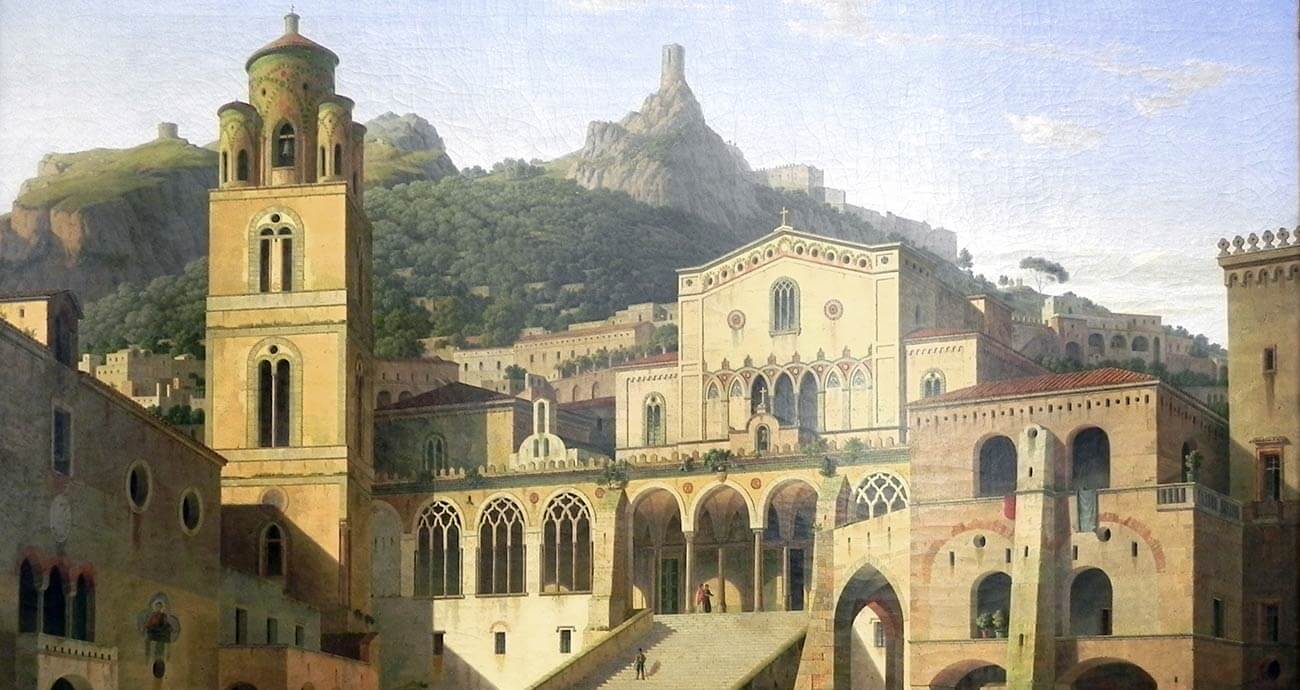 Der Dom von Amalfi auf einem alten Gemälde