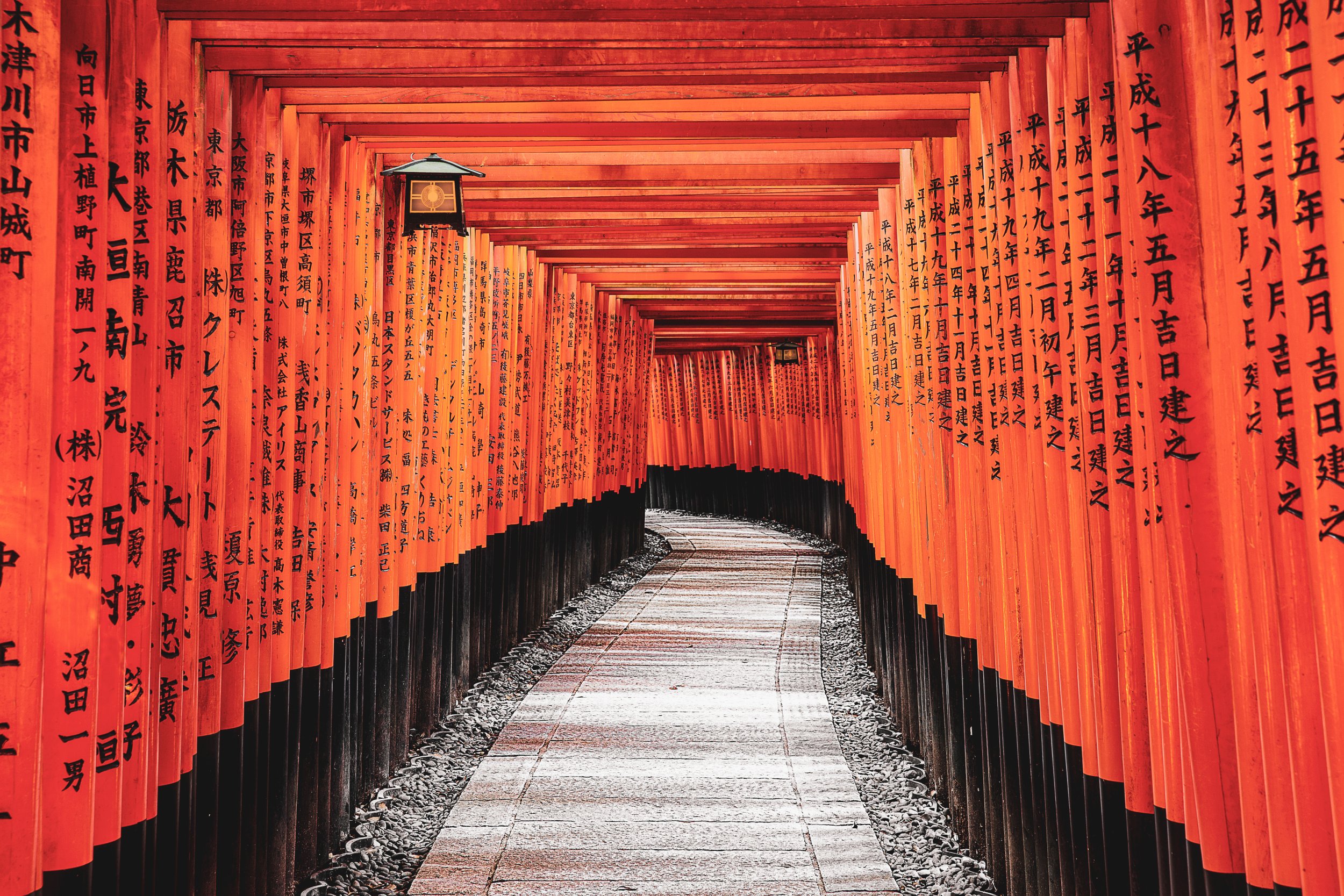 Rote Torii Pfosten in Japan