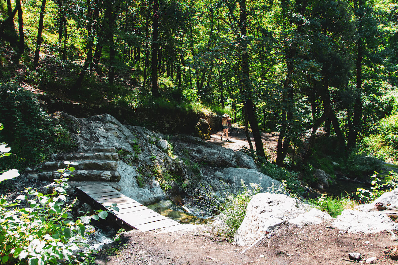 Wooden bridge over a stream in the valley of the mills, Amalfi